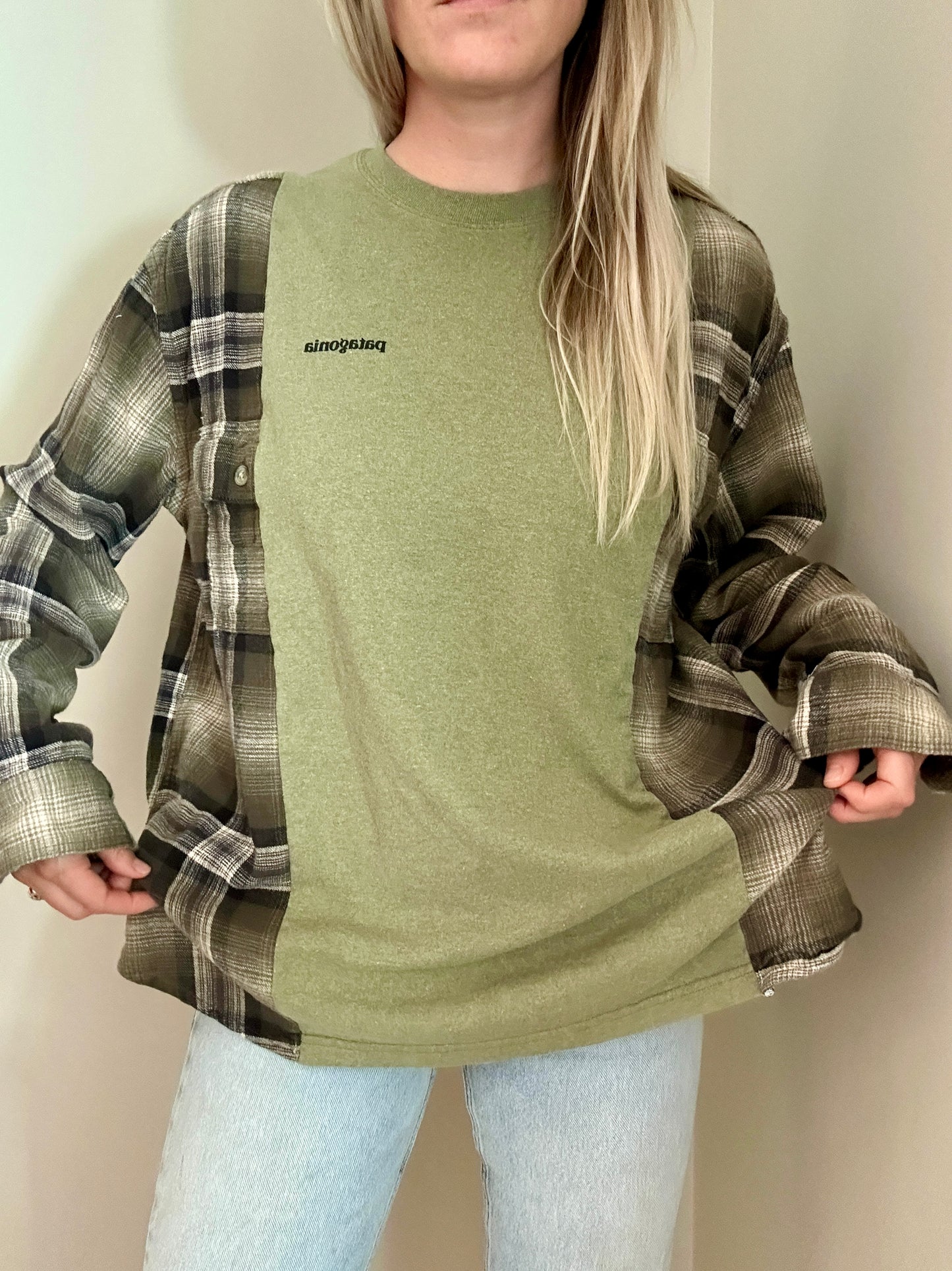 Matcha Latte x Army Green Flannel Rework