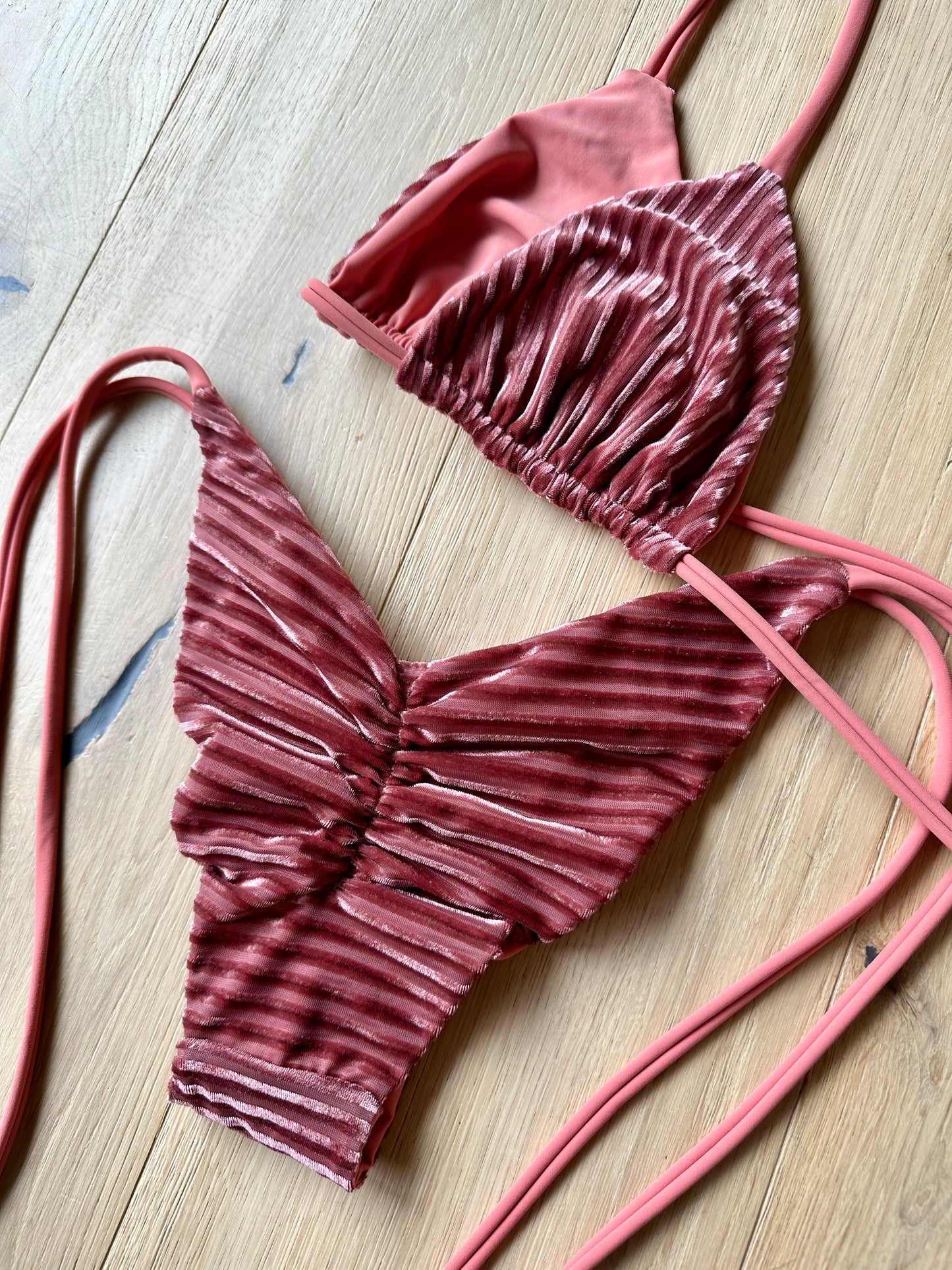 Reworked Ribbed Velvet Bikini Set