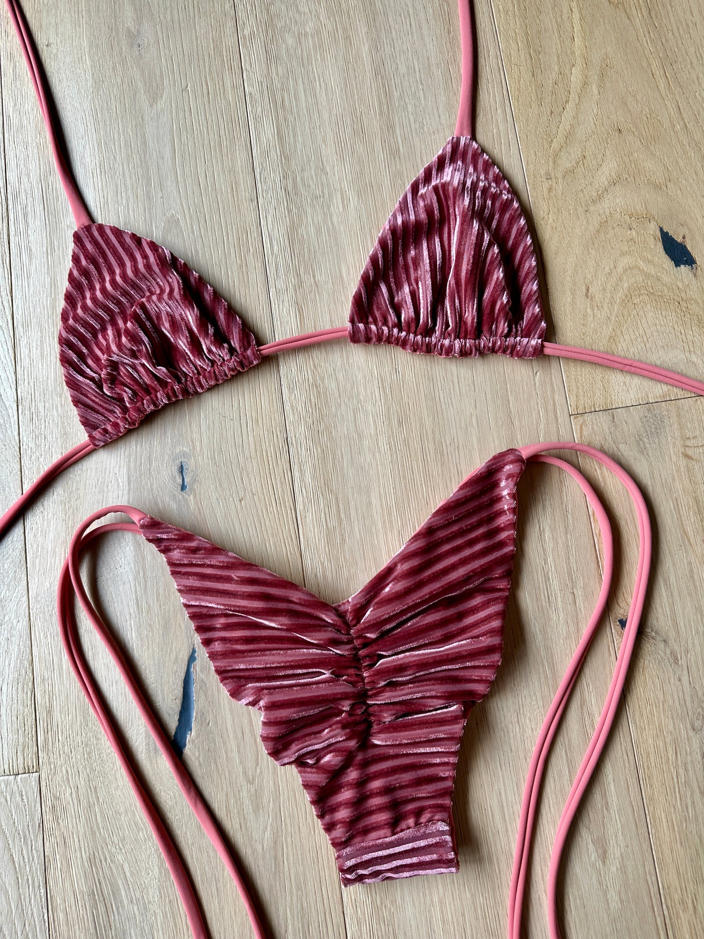 Reworked Ribbed Velvet Bikini Set