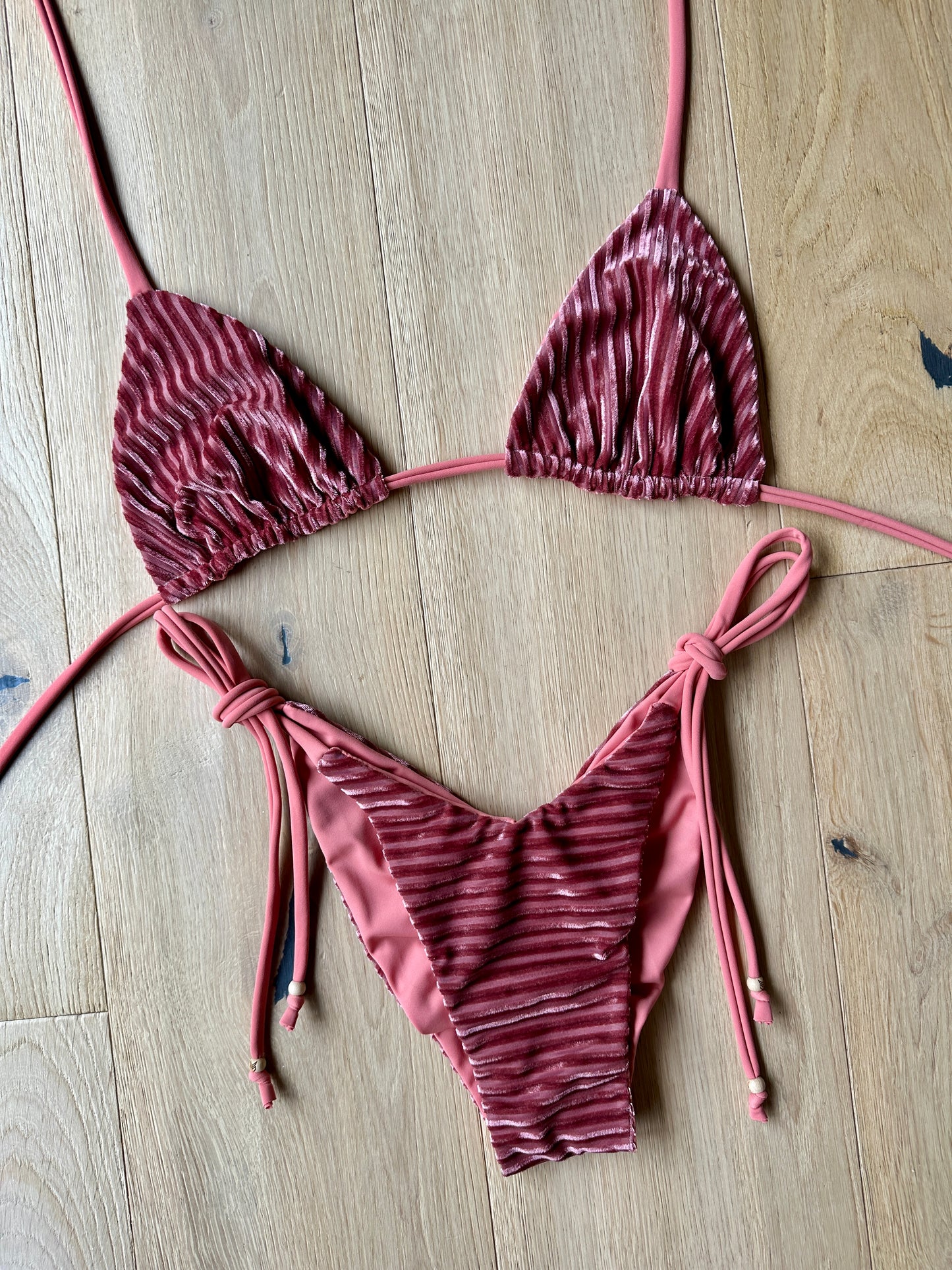 Reworked Ribbed Velvet Bikini Set
