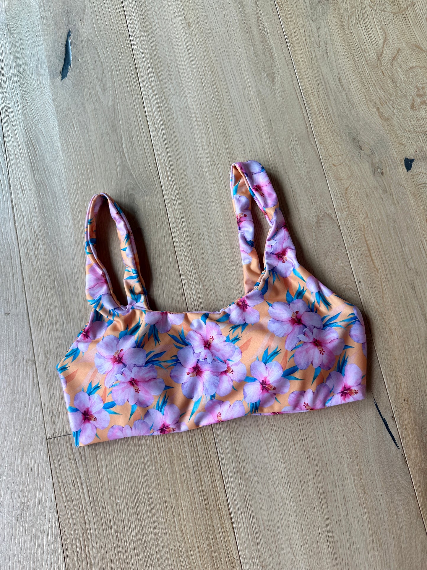 Pink Hibiscus Sport Top w/Padding M