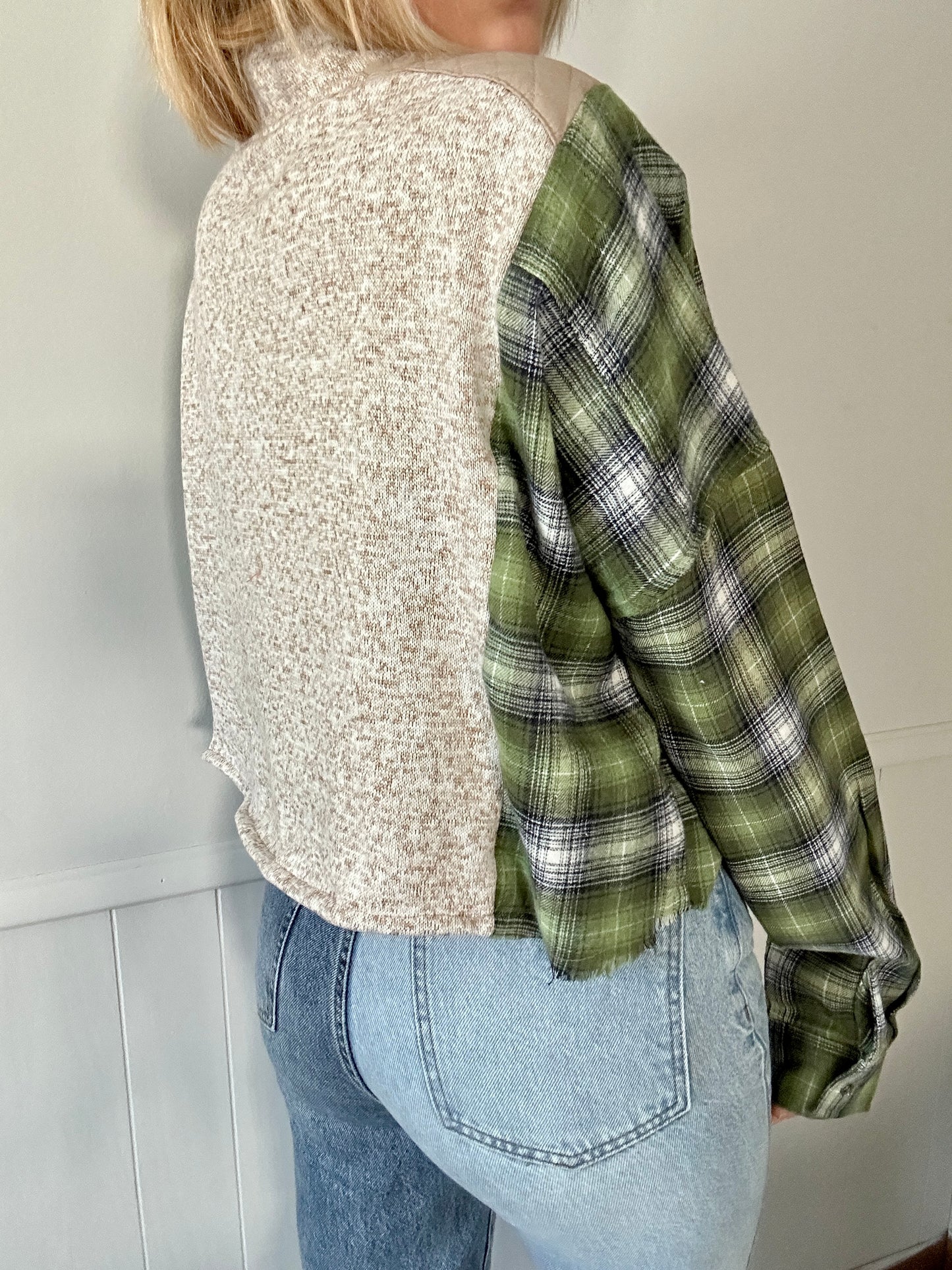 Oatmeal x Olive Green Flannel Rework