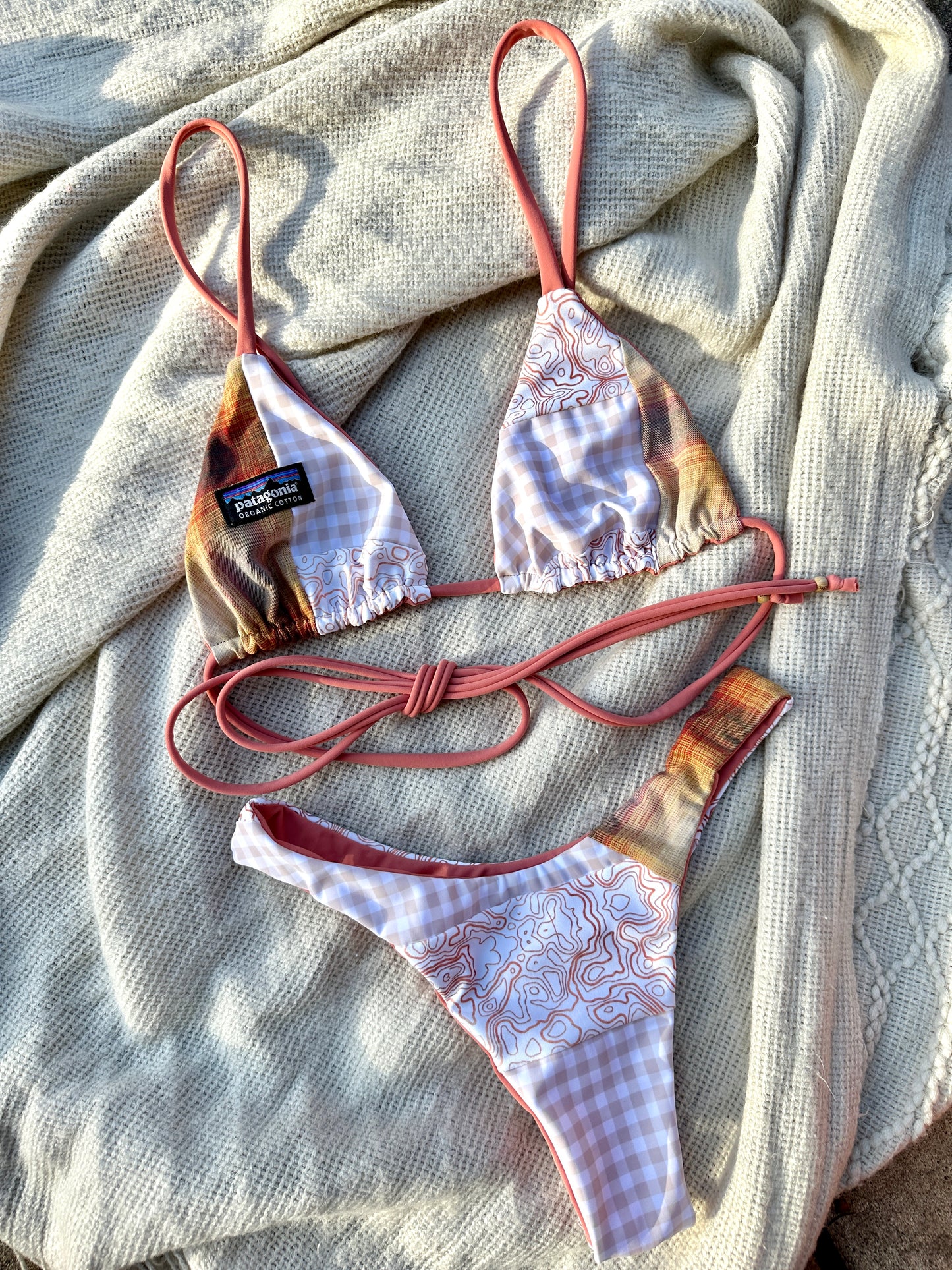Sunset Flannel Reworked Bikini Set