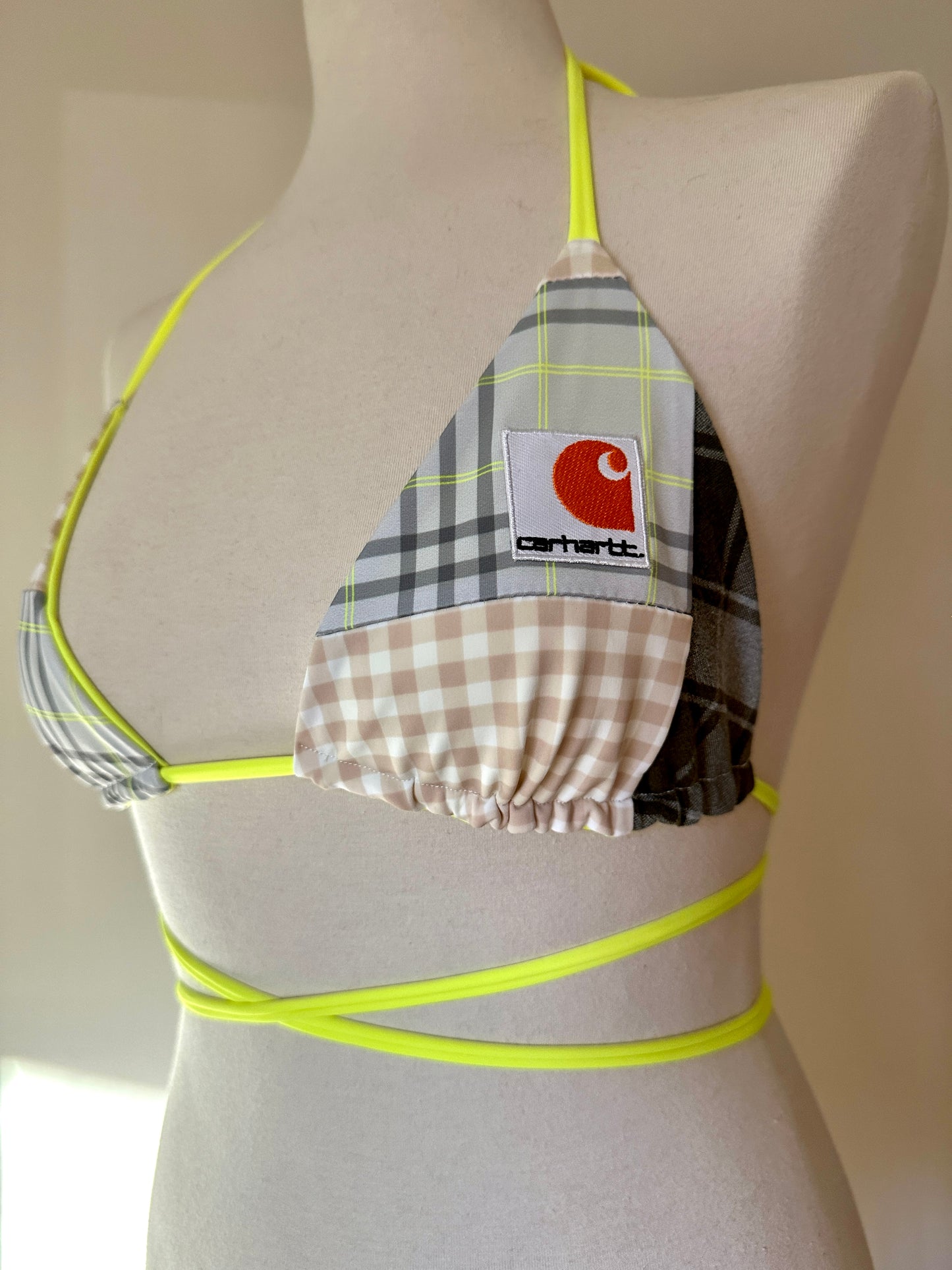 Neon Flannel Reworked Bikini Set