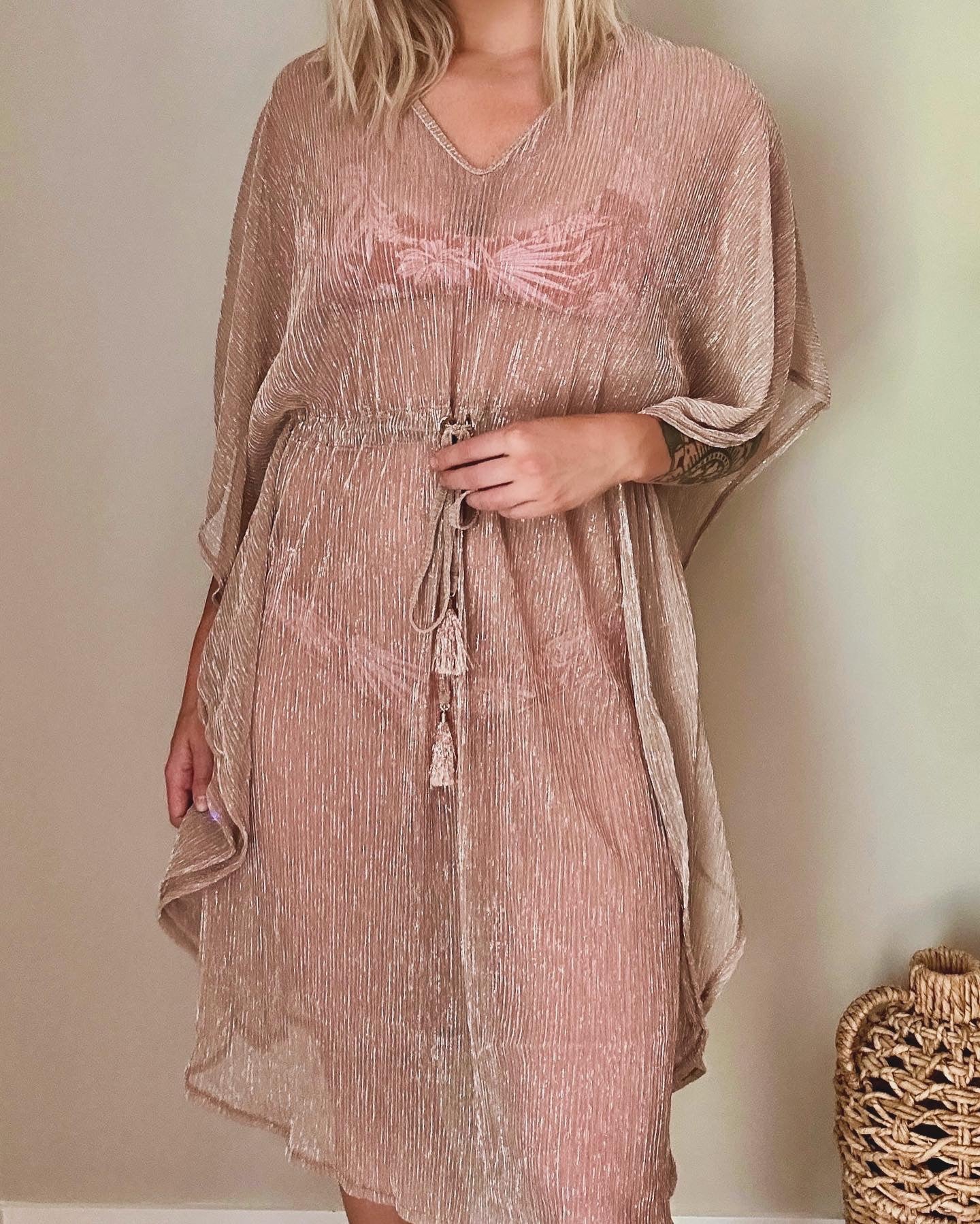 Sheer Drawstring Beach Kaftan