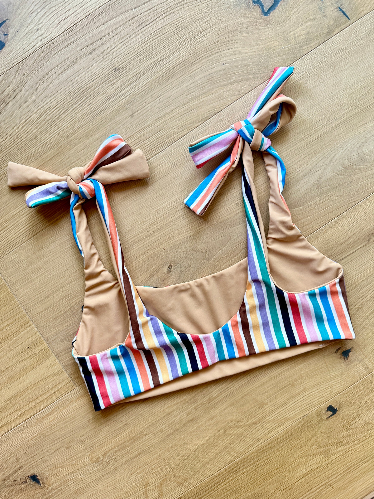 Vintage Stripe x Nude Tie Shoulder Top