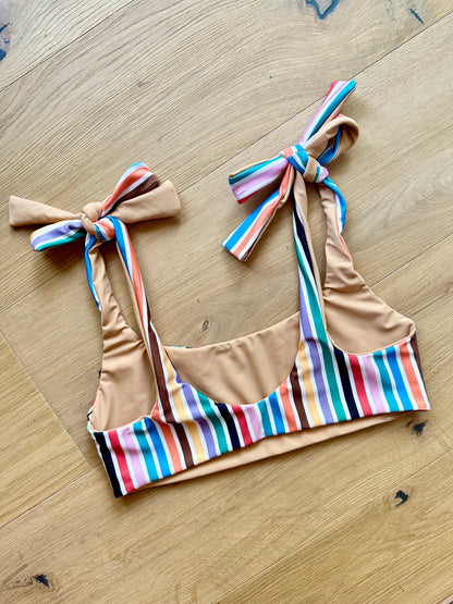 SOLD OUT Vintage Stripe x Nude Tie Shoulder Top