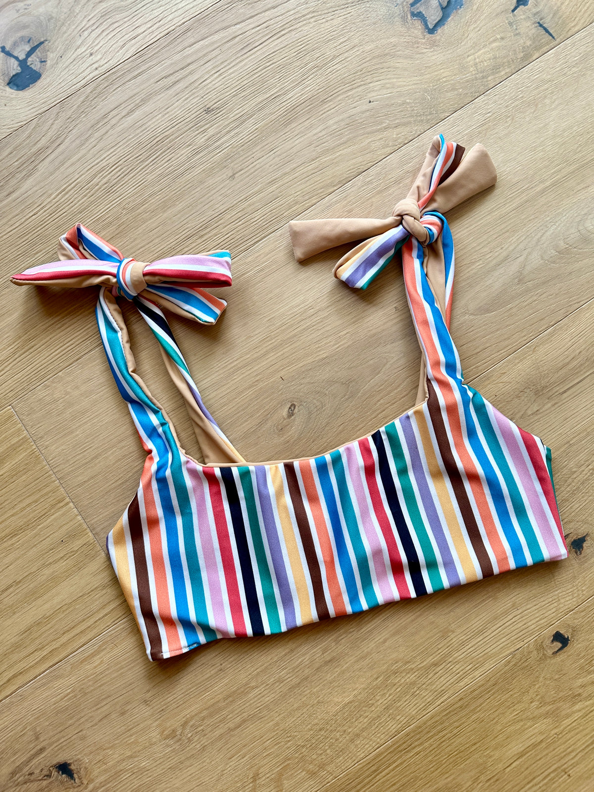 Vintage Stripe x Nude Tie Shoulder Top