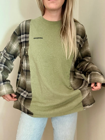 Matcha Latte x Army Green Flannel Rework