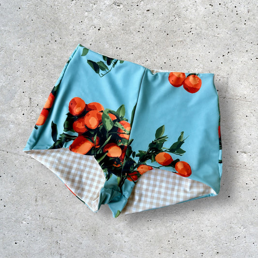 Tangerine x Gingham Swim Shorties