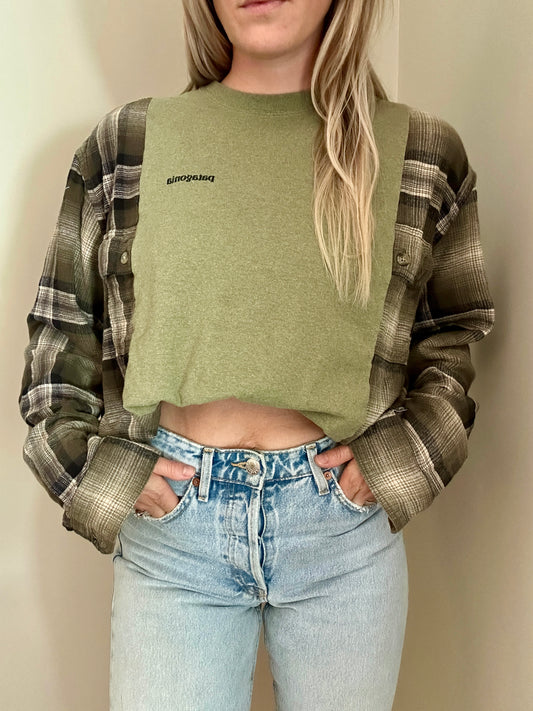 Matcha Latte x Army Green Flannel Rework