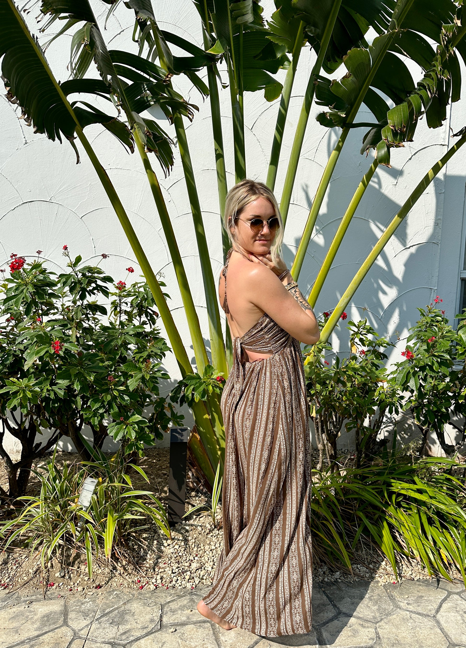 Brown Boho Halter Maxi Dress Gitchi Gami Swimwear Brown Boho Halter Maxi Dress Gitchi Gami Swimwear