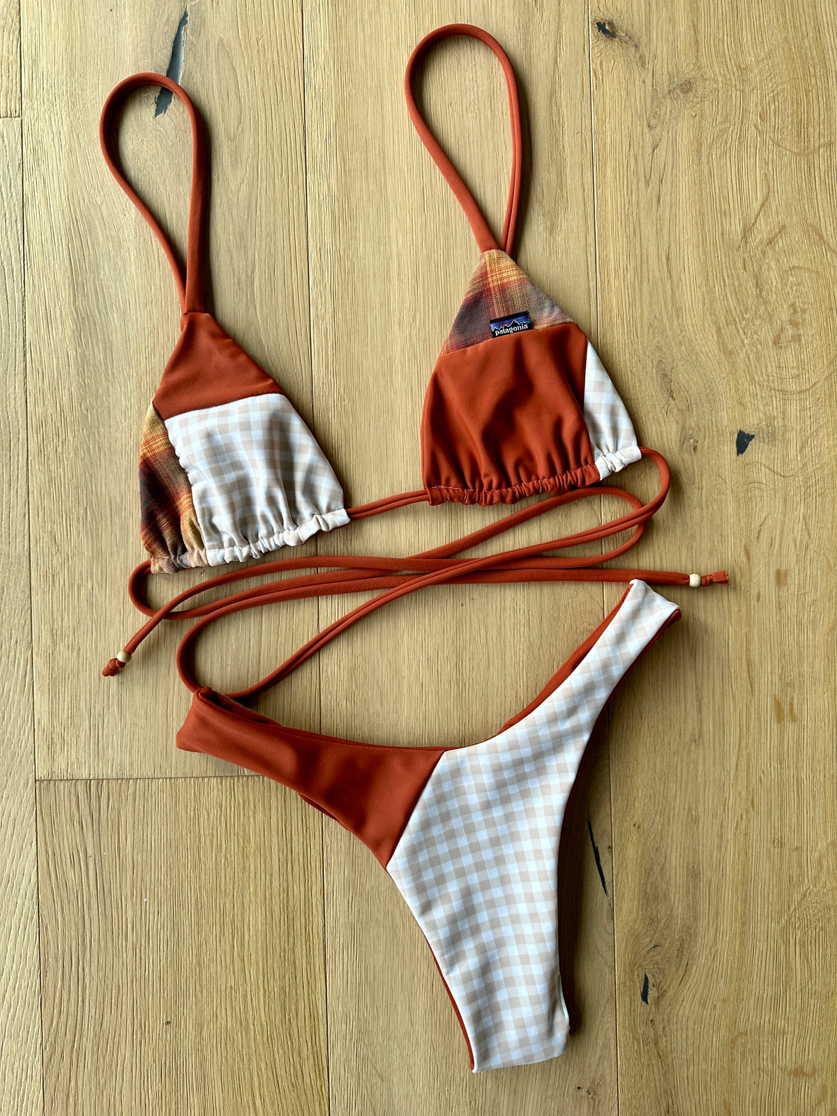 Rust Flannel Reworked Bikini Set