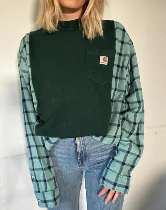 Turquoise x Pine Flannel Rework