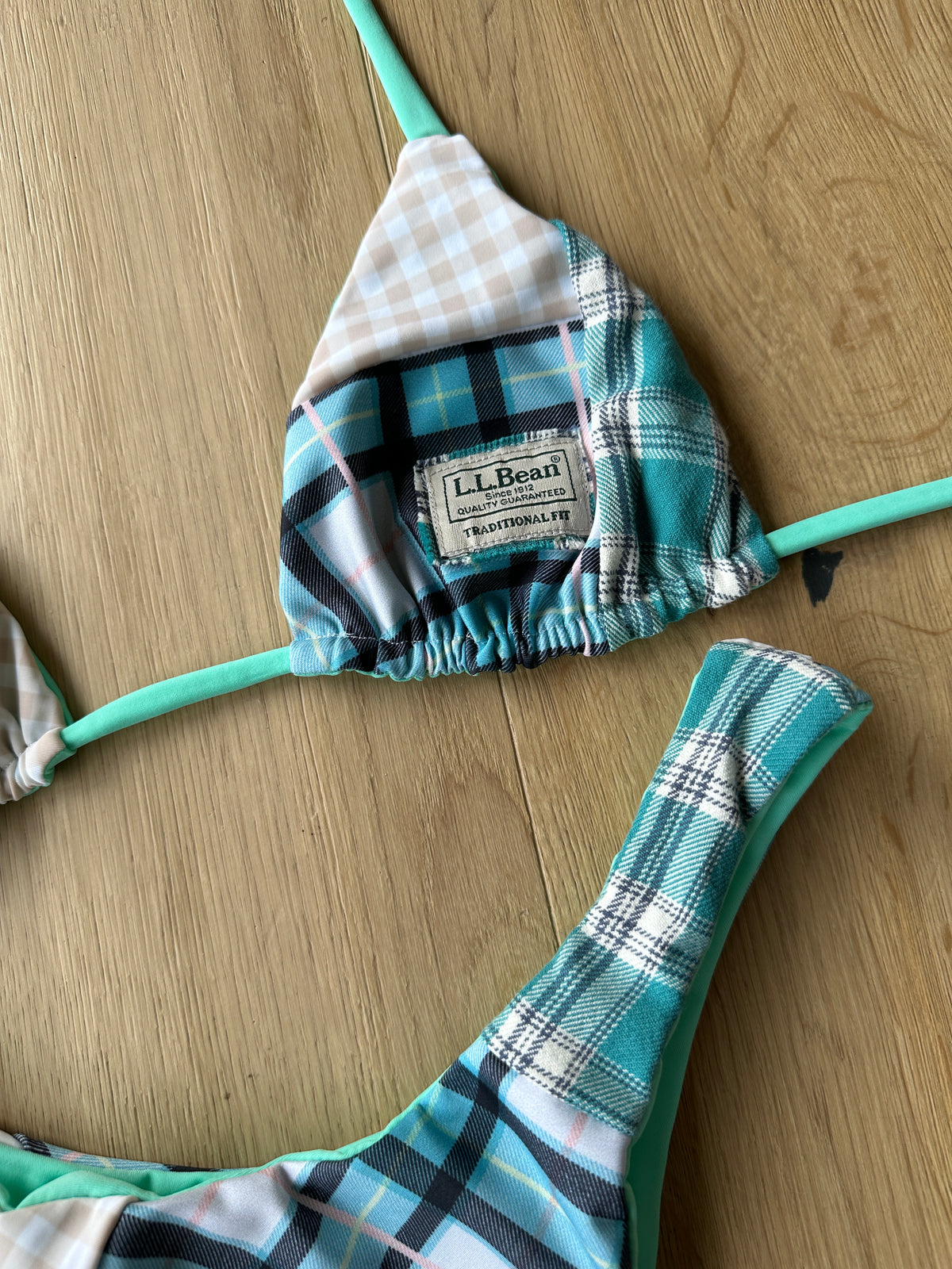 Turquoise Flannel Reworked Bikini Set
