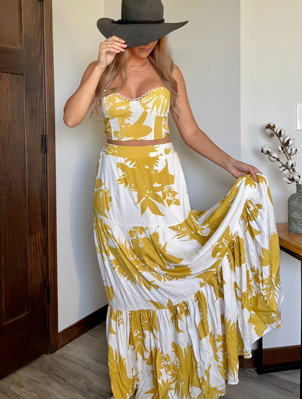 Mustard Floral 2 Piece Maxi Set