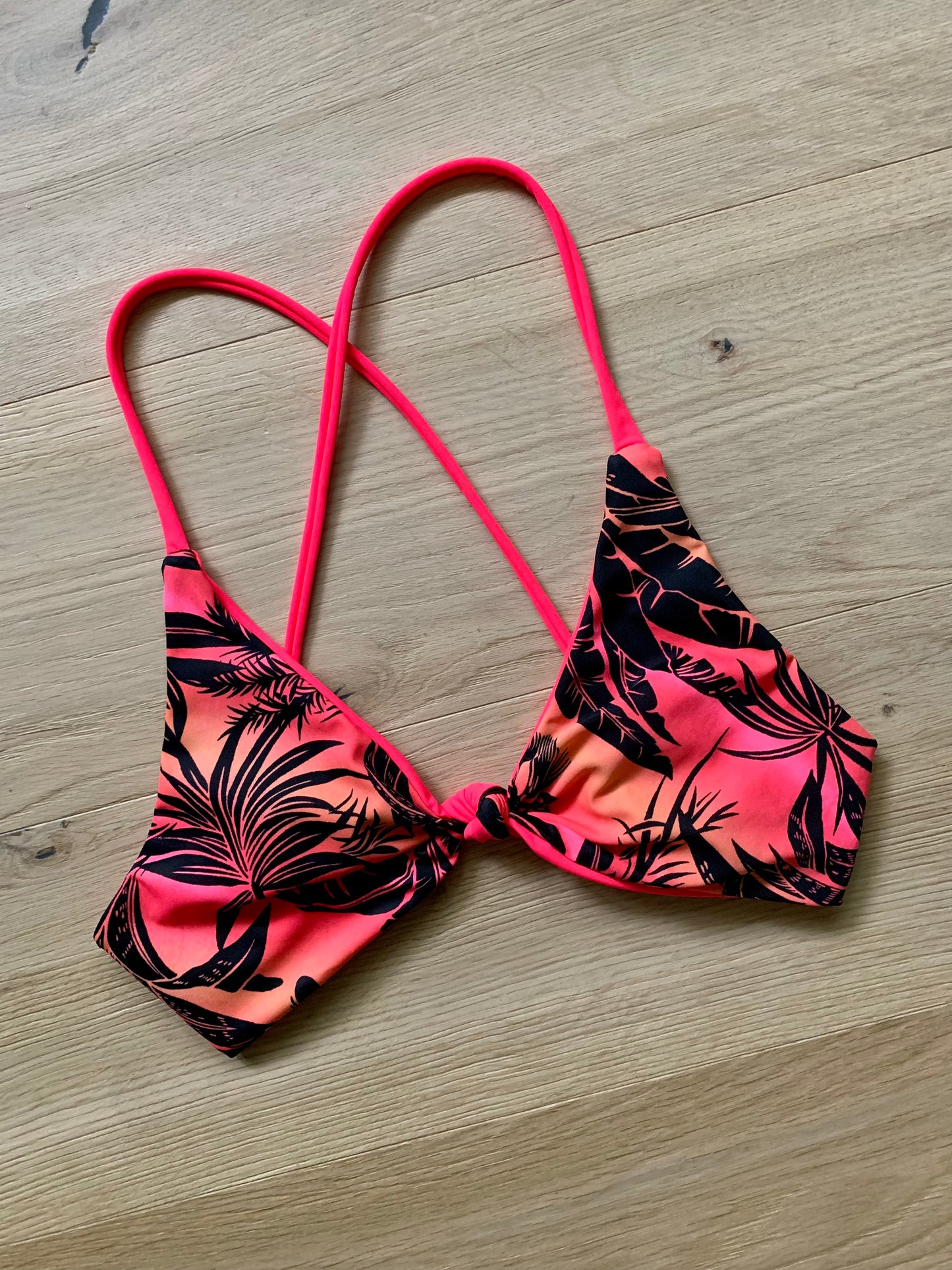 Malibu x Neon Red Knotted Top