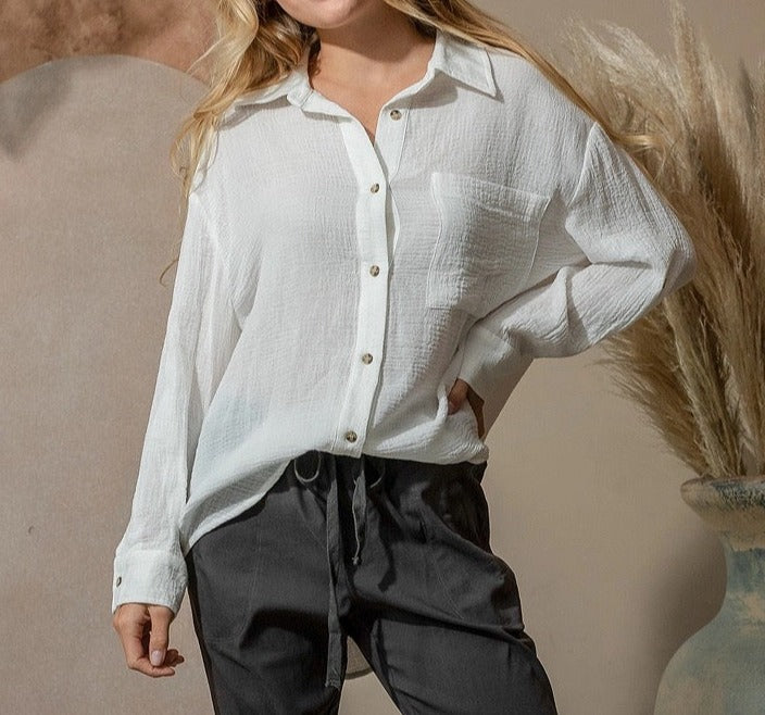 Slouchy Oversized Cotton Boat Shirt