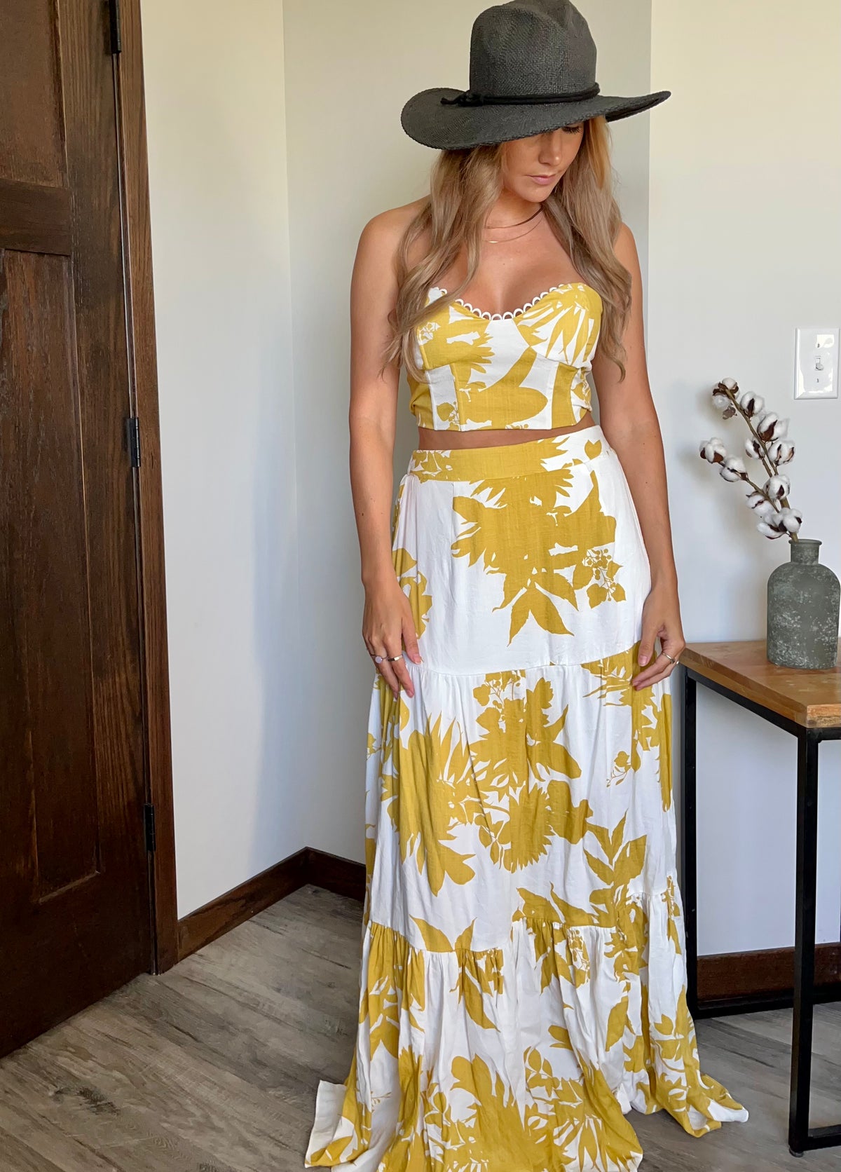 Mustard Floral 2 Piece Maxi Set